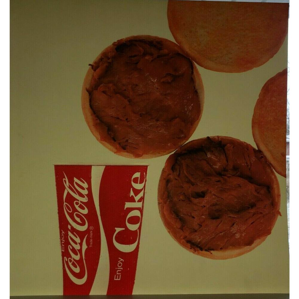 Vintage Coca-Cola Co‎ Coke & Roasted Beef Litho Sign Plastic for Menu Boards